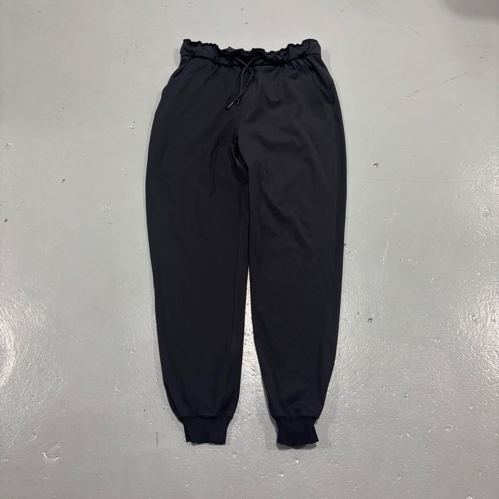 Lululemon Black High Rise Paperbag Waist Joggers Tapered Cuffs Size 8